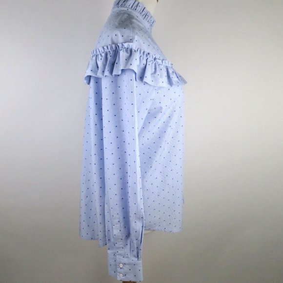H&M Ruffled Prairie Swiss Dot Blouse Size 6 - Picture 4 of 10